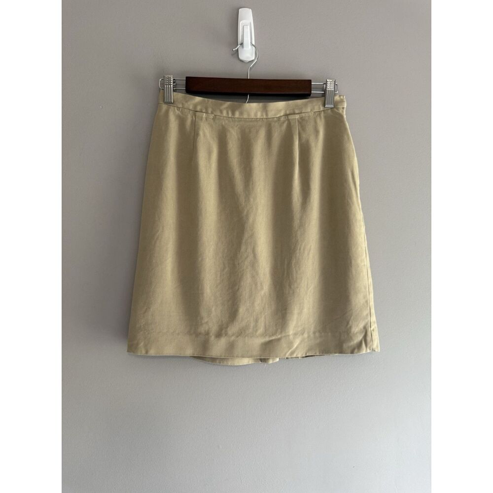 Banana Republic Y2K Khaki 100% Silk Short Mini Skirt Academia Preppy Casual Sz 6 - Picture 4 of 14